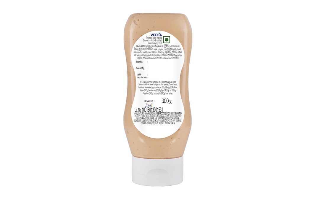 Veeba Thousand Island Dressing   Plastic Bottle  300 grams
